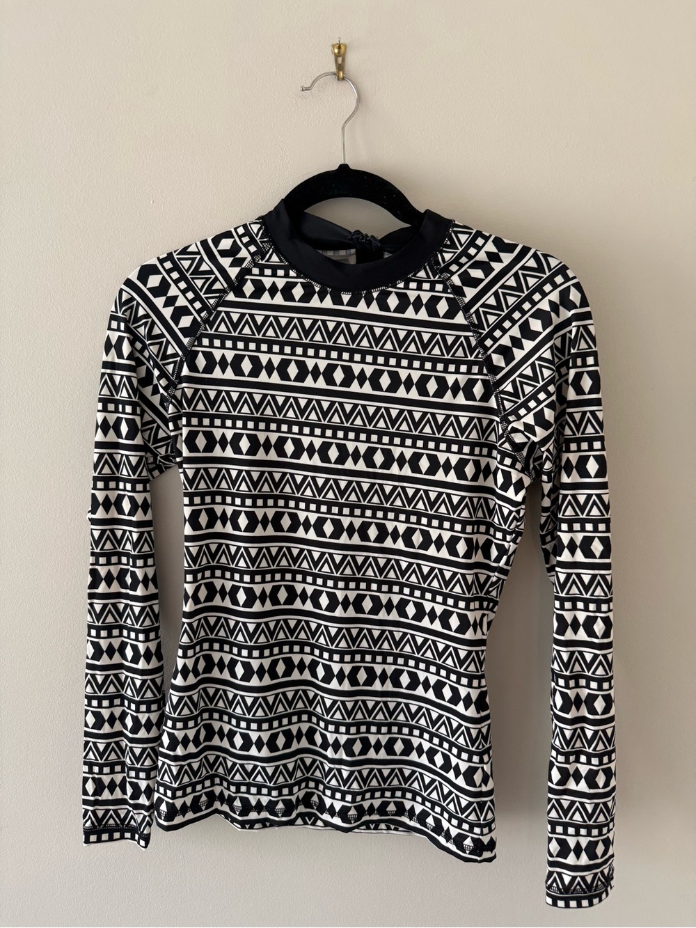 J. Crew Black and White Geometric Rash Guard